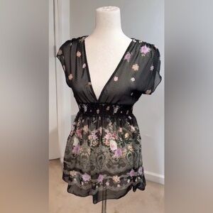 Flirty Floral Sheer multi top